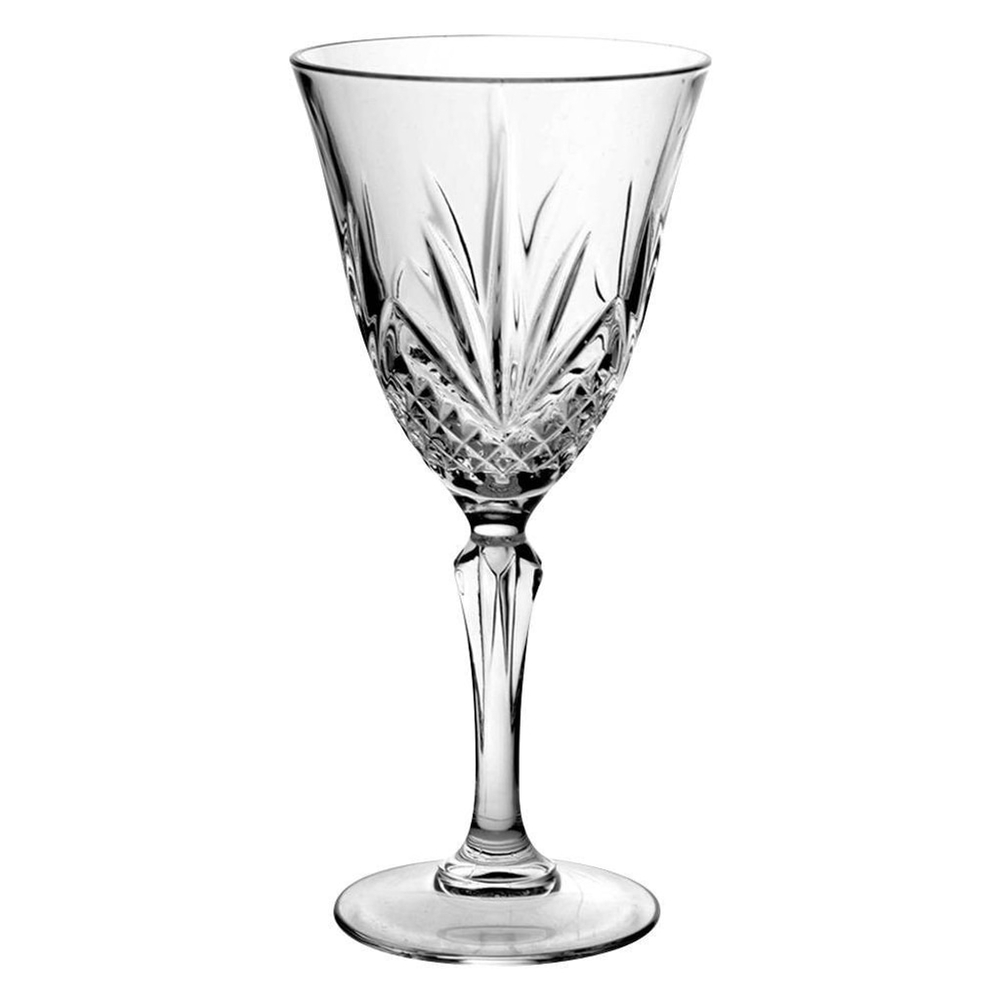 Vtg Cristal de Flandre Salzburg Wine Glass Cut 24% Lead Crystal Fans Pineapple
